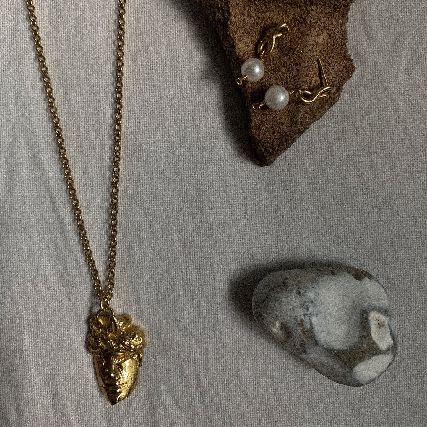 Furor Achillis Necklace - Tartarus Pearl Gold Earrings - Gold Vermeil jewellery, and Freshwater pearls - Handcrafted at Hanifah Jewellery