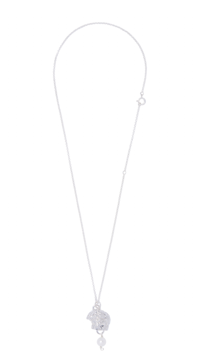 Venereus Pearl Recycled Sterling Silver Necklace - embracing imperfection, echoing ancient stories - £195 - Hanifah Jewellery