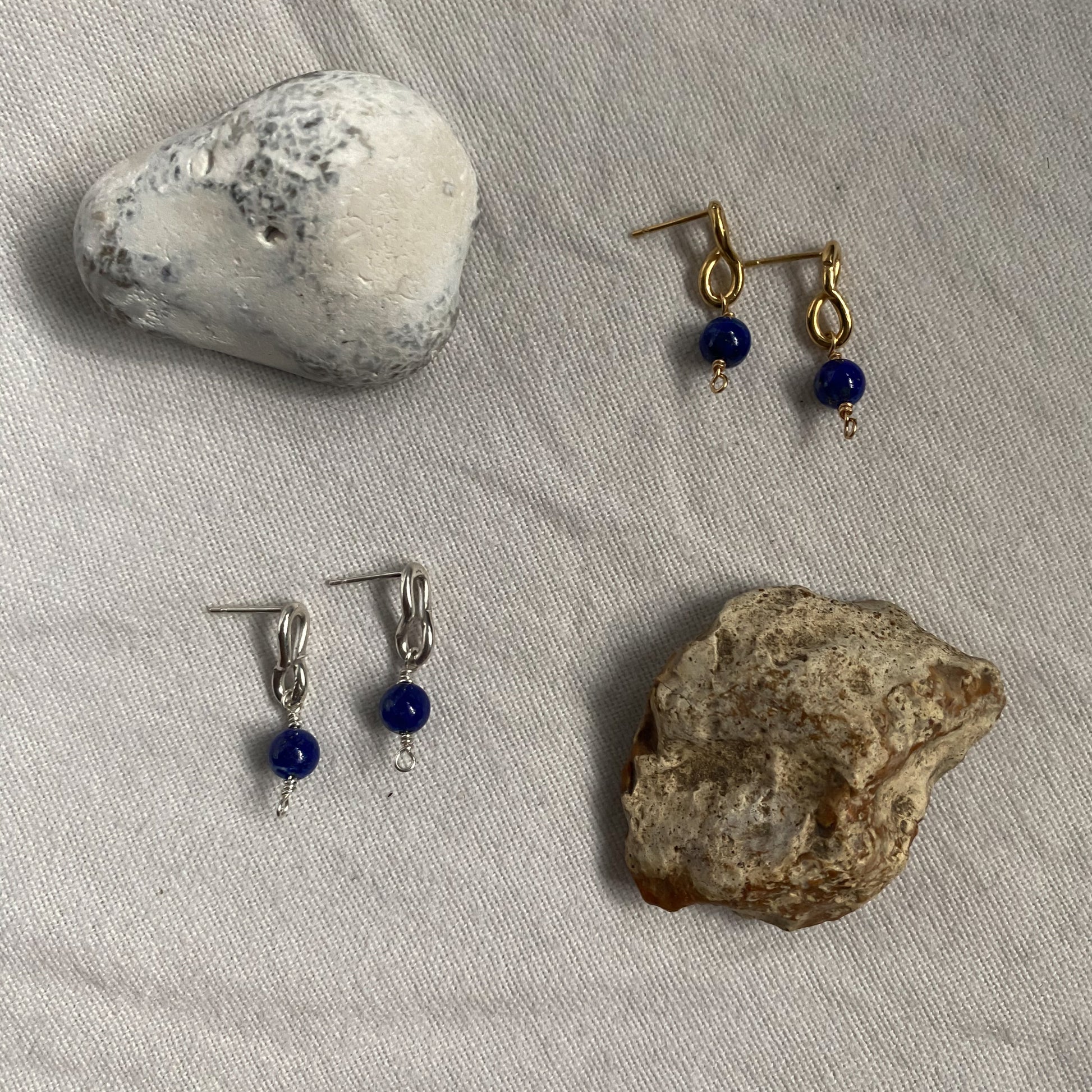 Tartarus Lapis Recycled Silver and Gold Vermeil Earrings - Hanifah Jewellery