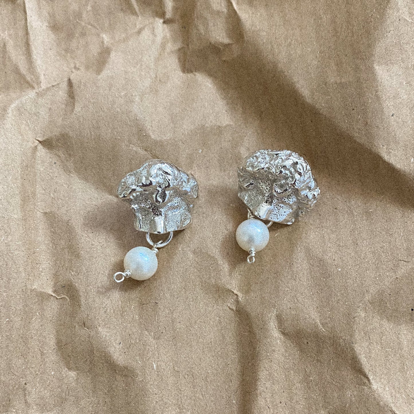 Venereus Pearl Recycled Sterling Silver Earrings- embracing imperfection, echoing ancient stories - £185 - Hanifah Jewellery