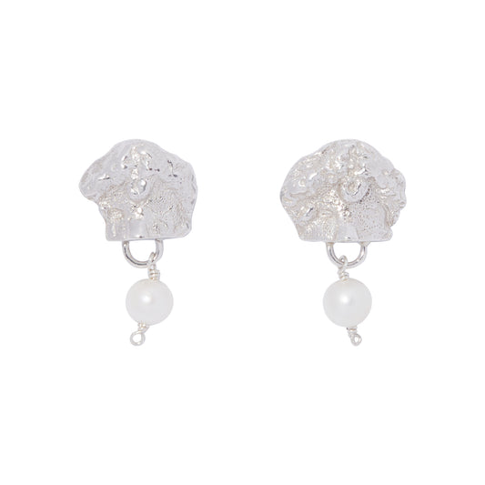 Venereus Pearl Recycled Sterling Silver Earrings- embracing imperfection, echoing ancient stories - £185 - Hanifah Jewellery